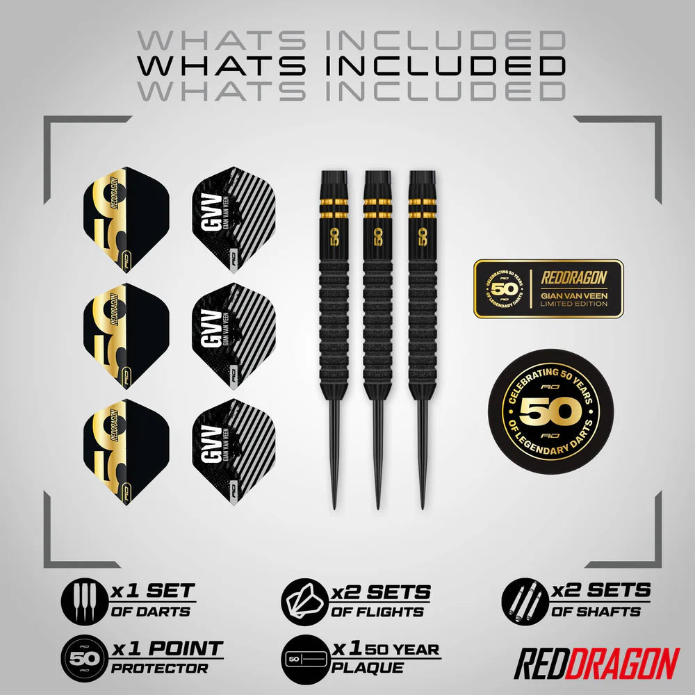 Red Dragon Gian van Veen 50-Year Limited Edition 90% Tungsten Darts