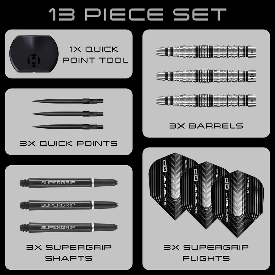 Harrows Supergrip Torpedo 90% Tungsten QP Steel Tip Darts