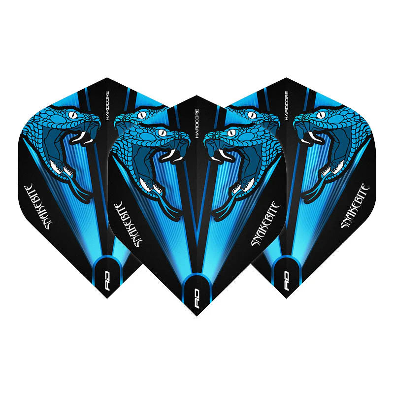 Peter Wright Snakebite Blue Transparent Hardcore Standard Dart Flights
