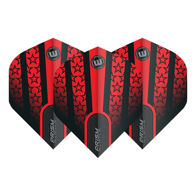 Winmau Red with Black Stars Prism Alpha Standard Darts Flight
