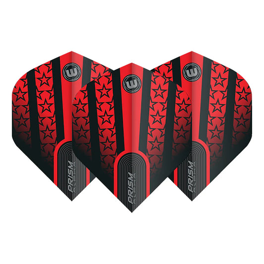 Winmau Red with Black Stars Prism Alpha Standard Darts Flight