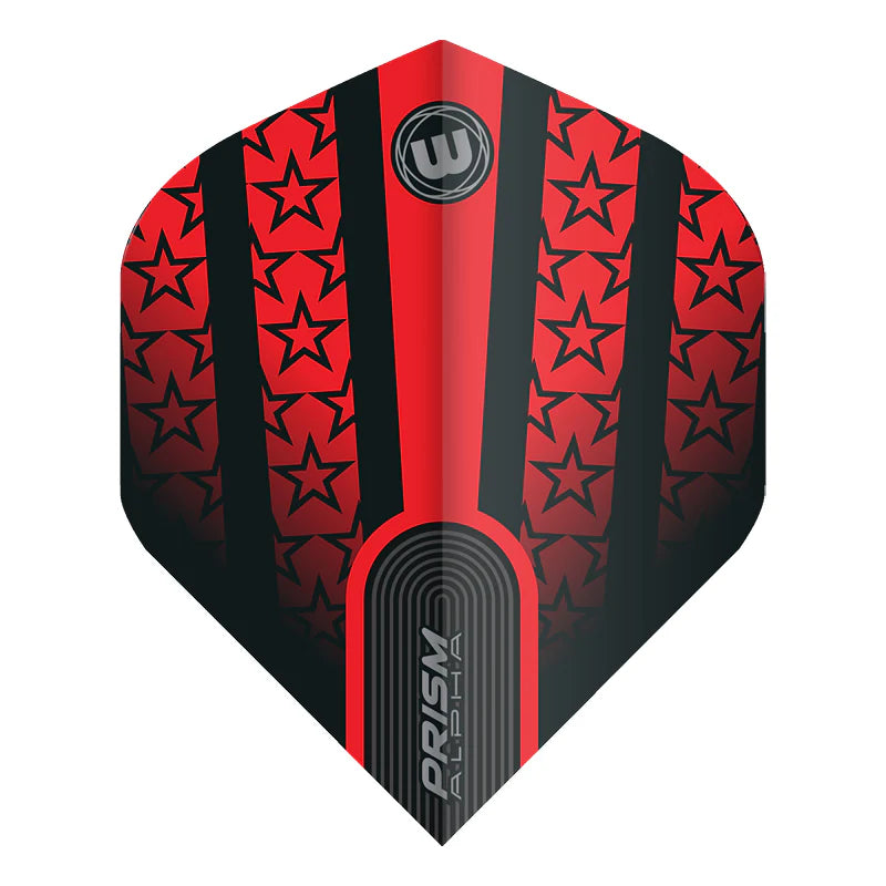 Winmau Red with Black Stars Prism Alpha Standard Darts Flight