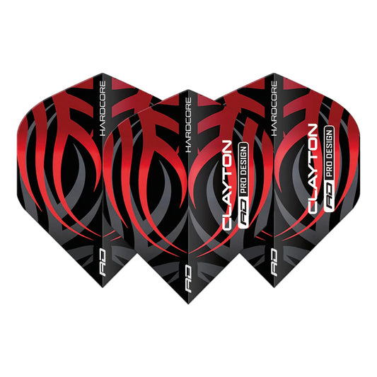 Jonny Clayton Black & Red Tribal Hardcore Standard Darts Flights