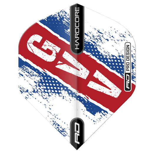 Gian van Veen Red White and Blue Hardcore Standard Dart Flights