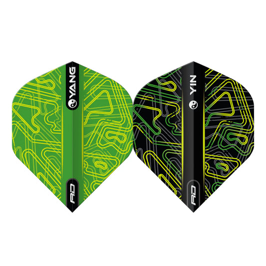 Red Dragon Yellow & Green Yin Yang Standard Dart Flights