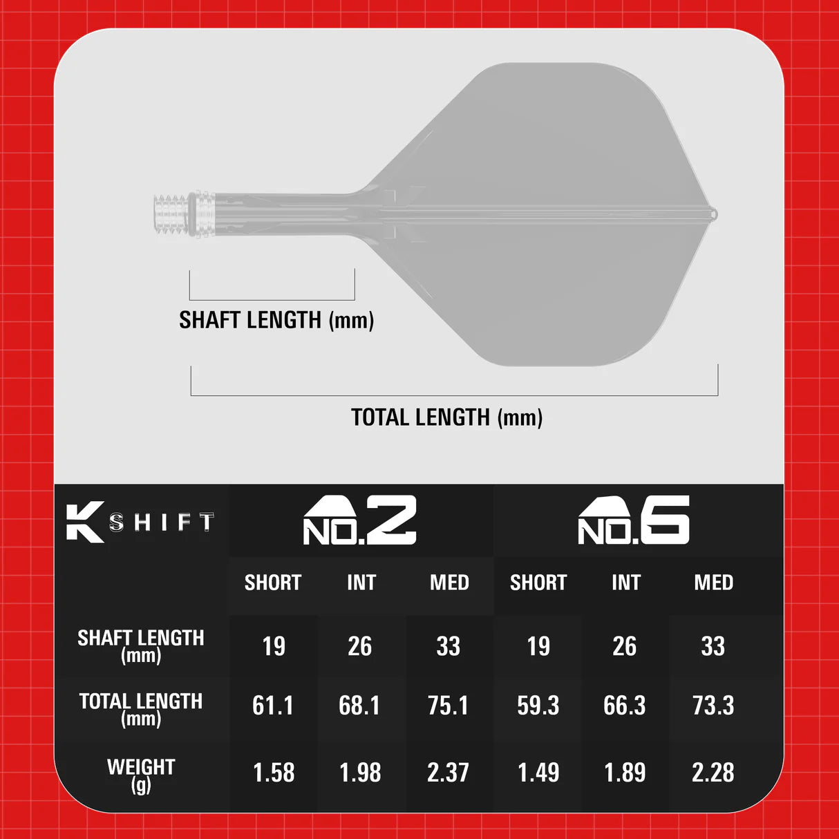 Target K-Shift White No2 Spinning Integrated Flights & Shafts