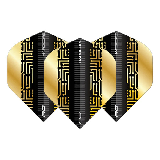 Red Dragon Gold & Black Maze Hardcore Premium Standard Dart Flights