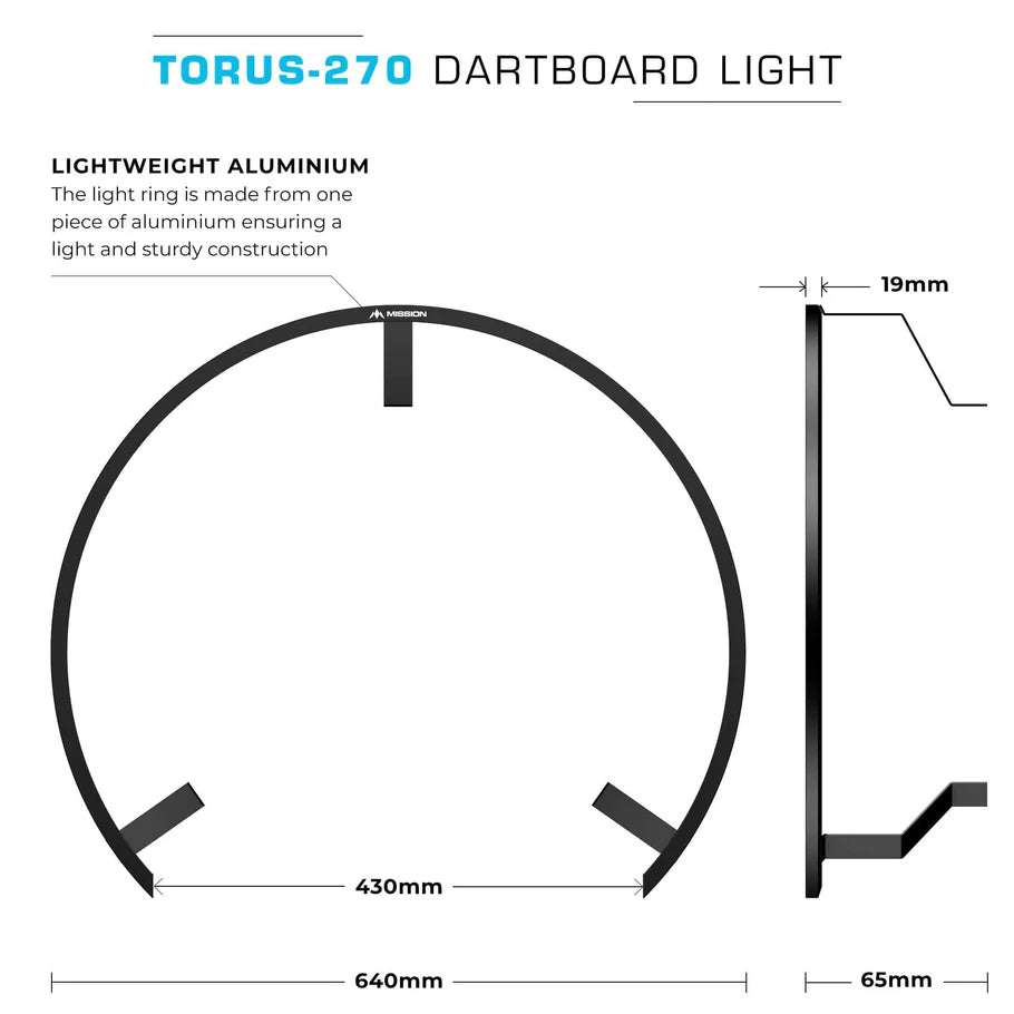 MISSION TORUS 270 DARTBOARD LIGHTING - BRIGHT WHITE LIGHT