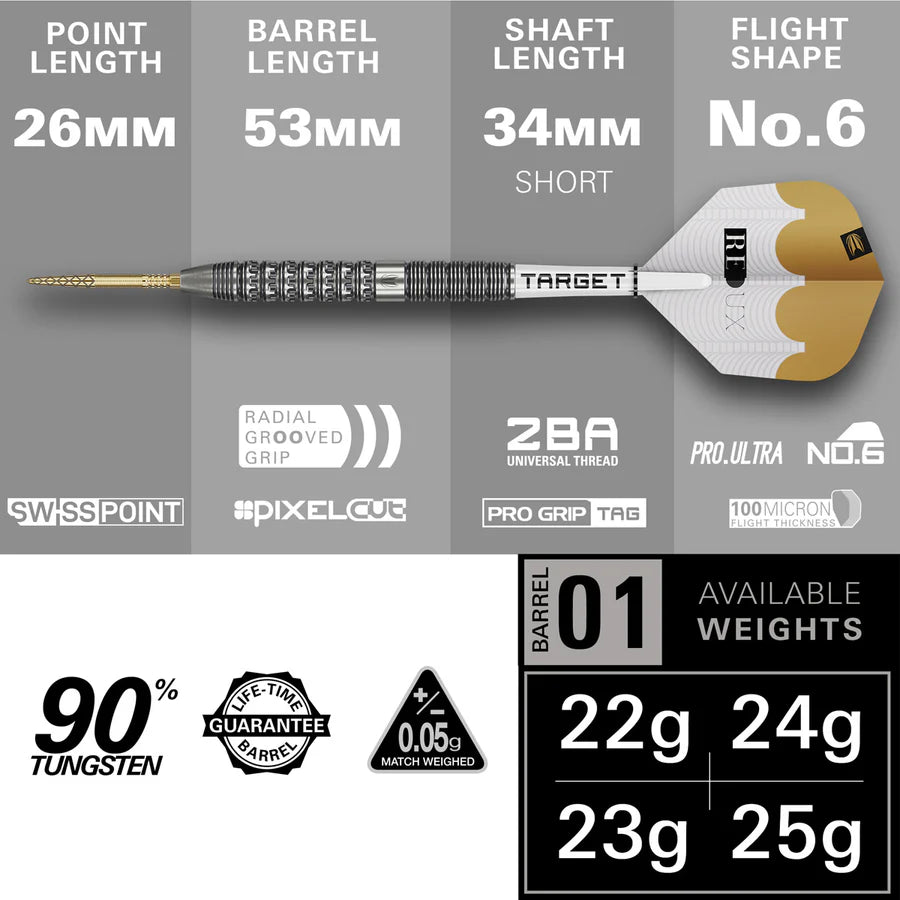 Target Redux 01 90% Tungsten Swiss Point Darts