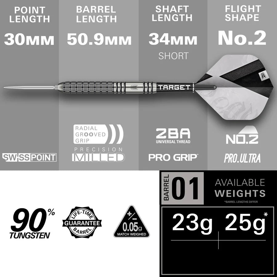 Target Beau Greaves G1 90% Tungsten Swiss Point Darts