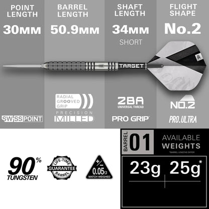 Target Beau Greaves G1 90% Tungsten Swiss Point Darts