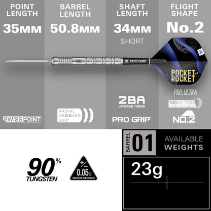 Target Justin Hood G1 90% Tungsten SP Steel Tip Darts