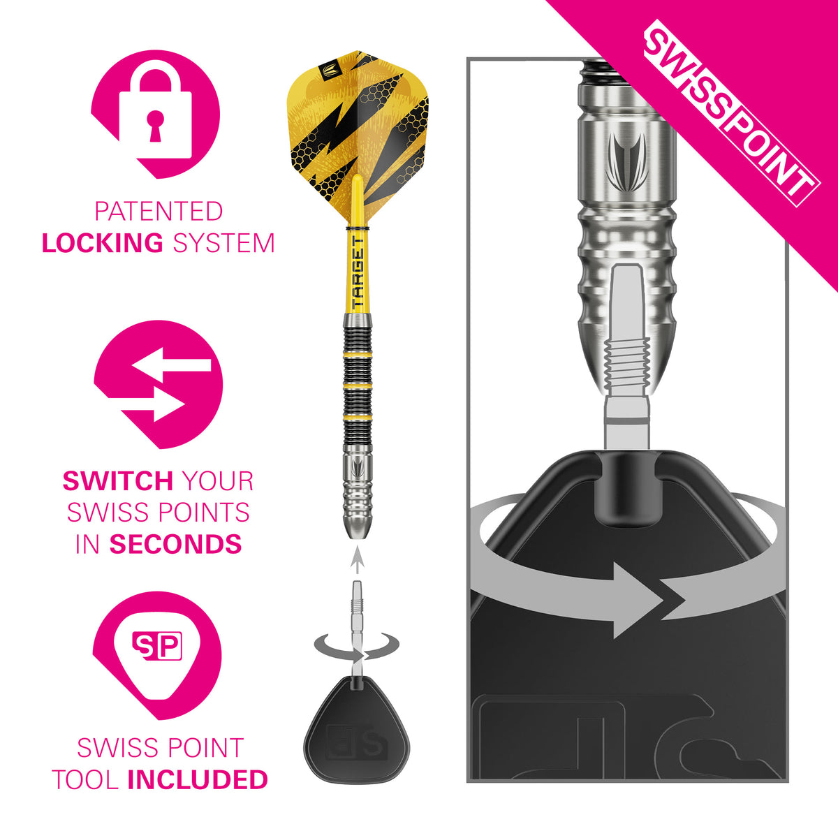 Target Buzz 02 90% Tungsten SP Steel Tip Darts