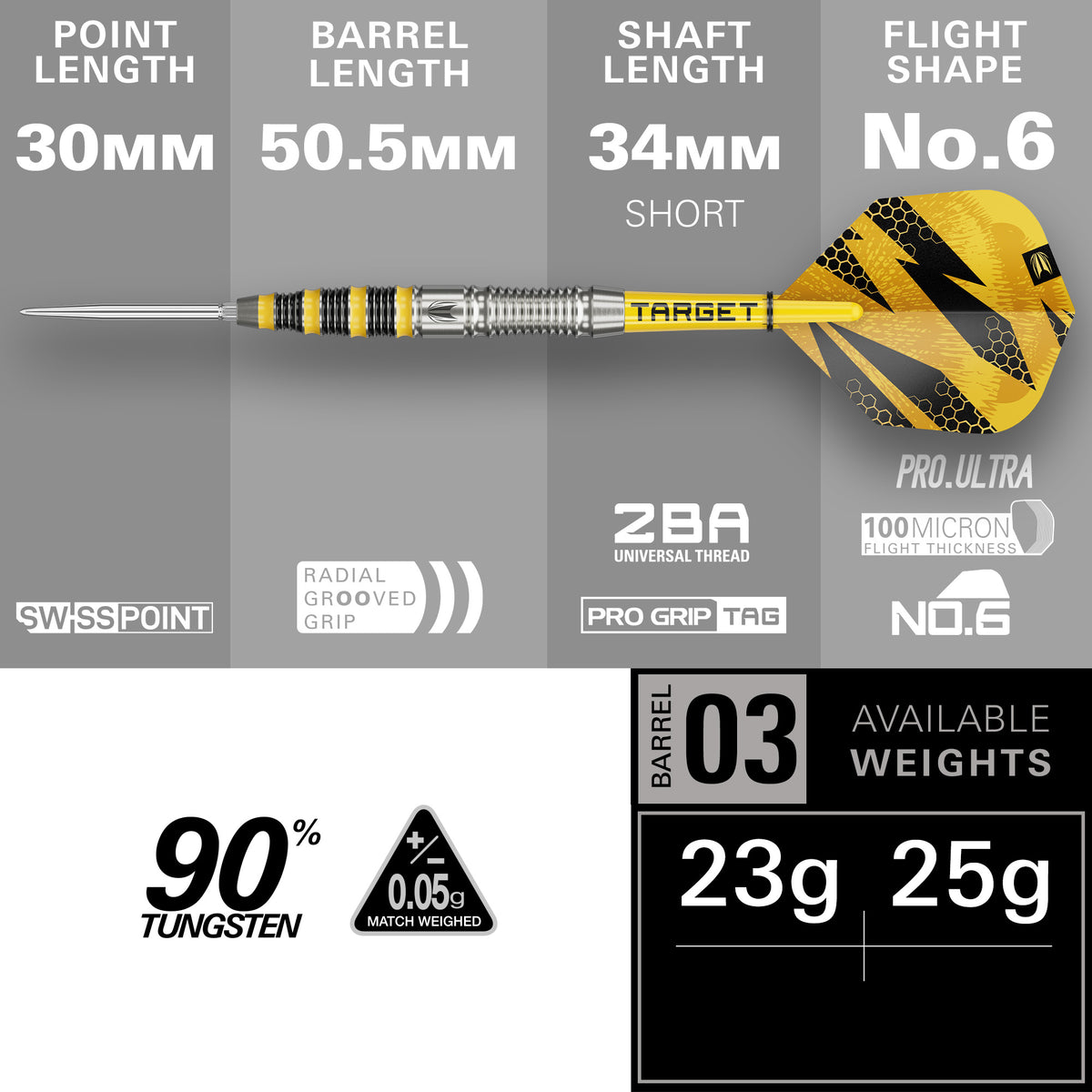 Target Buzz 03 90% Tungsten SP Steel Tip Darts