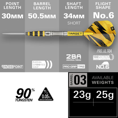 Target Buzz 03 90% Tungsten SP Steel Tip Darts