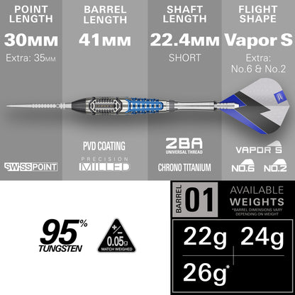 Target Phil Taylor Power Chrono 95% Tungsten SP Steel Tip Darts
