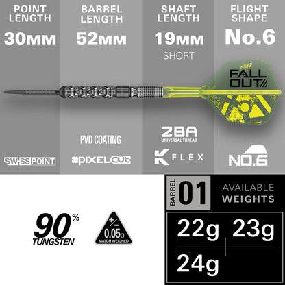 Target Luke “The Nuke” Littler Fallout 90% Tungsten SP Steel Tip Darts