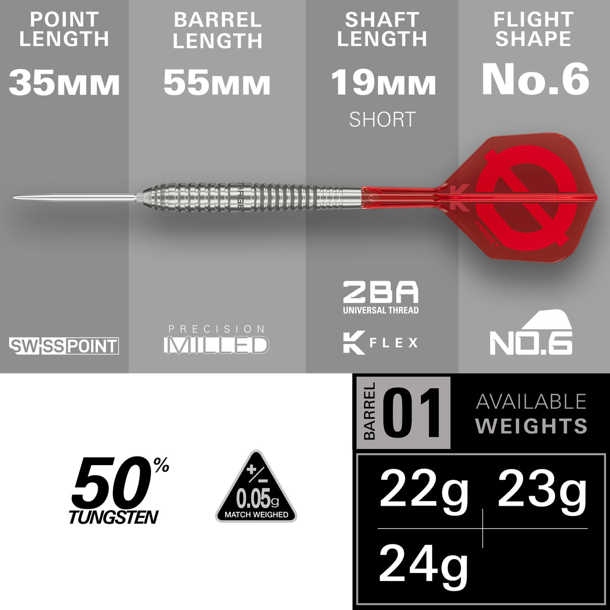 Target Group Ø 01 50% Tungsten SP Steel Tip Darts