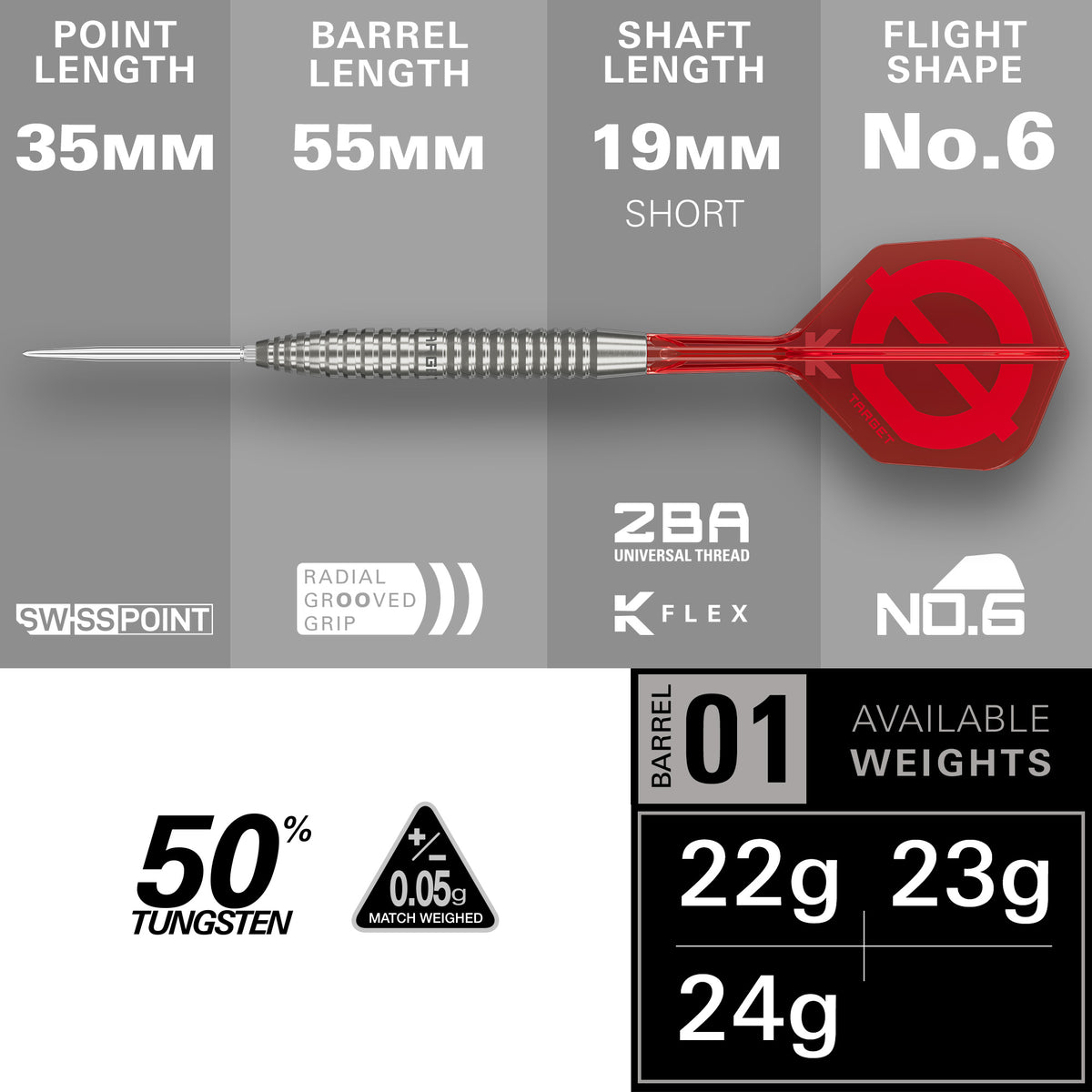 Target Group Ø 02 50% Tungsten SP Steel Tip Darts