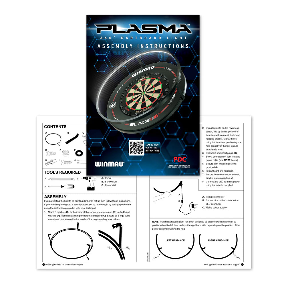 Winmau Plasma Dartboard Light & Black Proline Surround Bundle