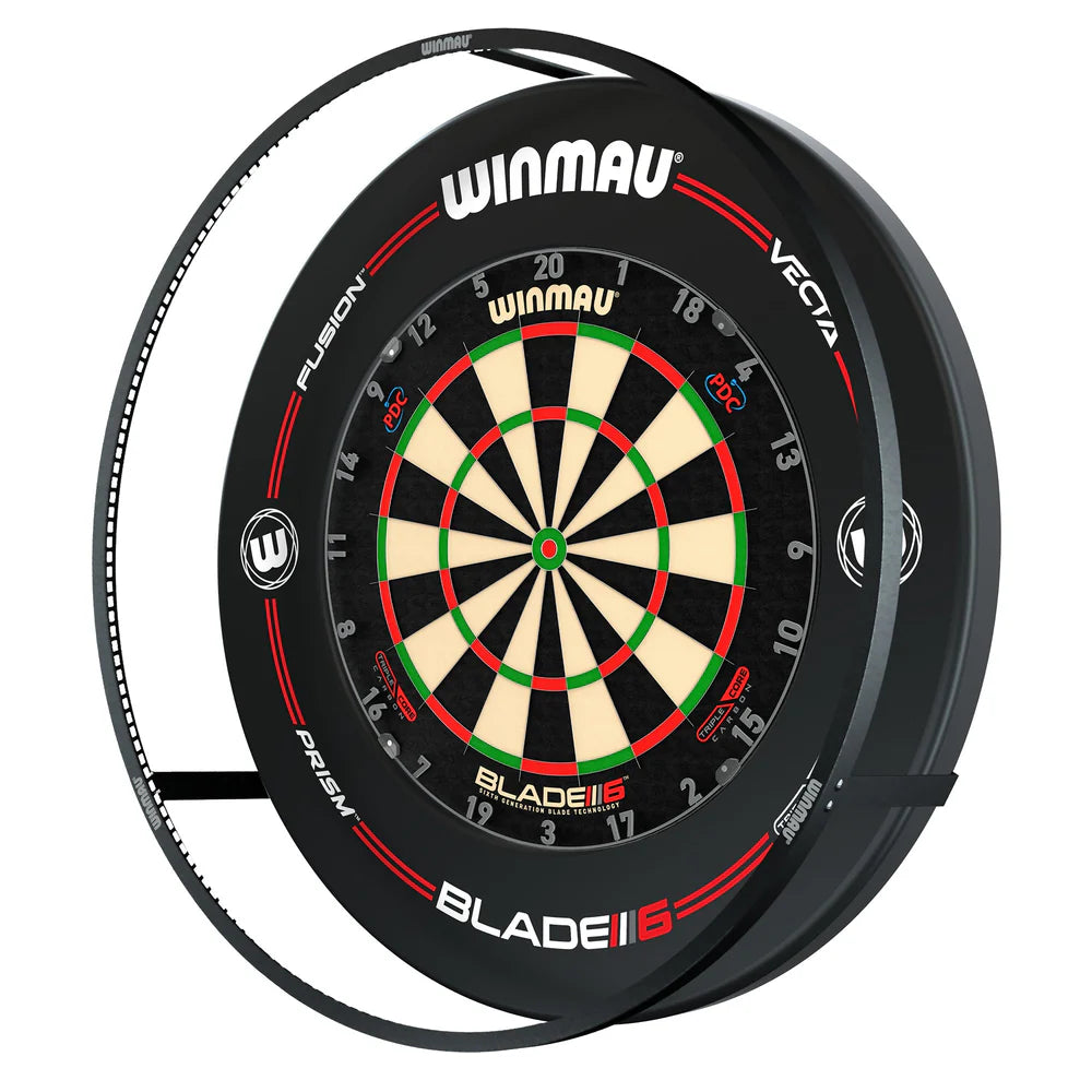 Winmau Plasma Dartboard Light & Black Proline Surround Bundle