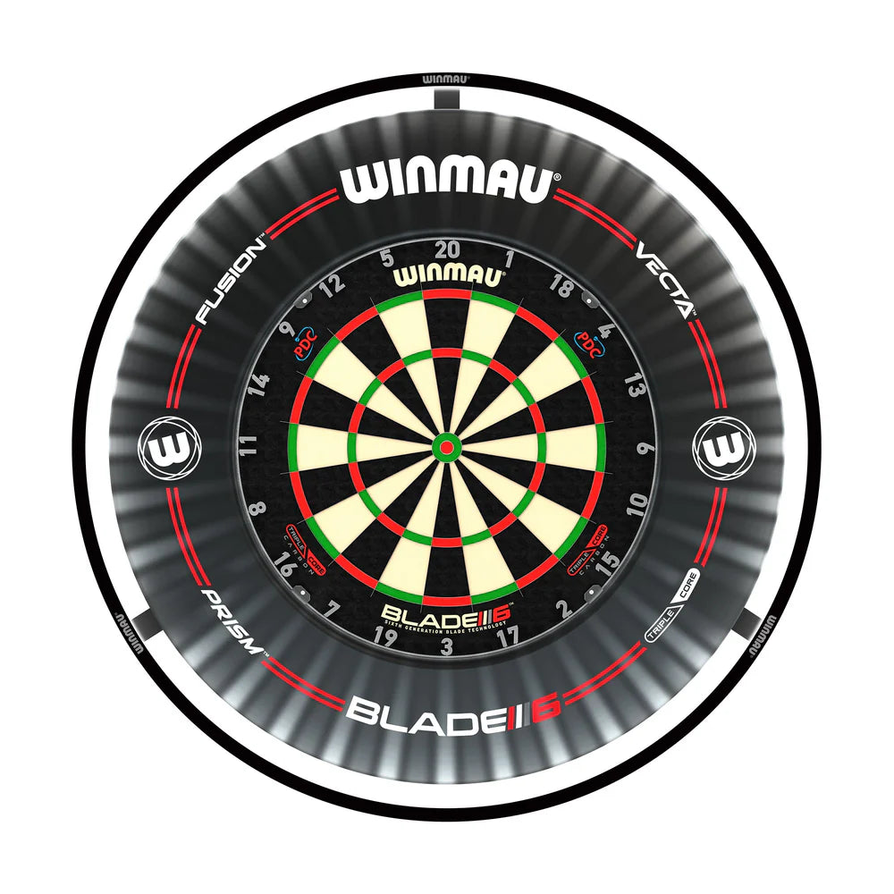 Winmau Plasma Dartboard Light & Black Proline Surround Bundle