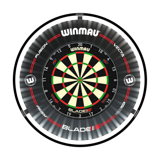 Winmau Plasma Dartboard Light & Black Proline Surround Bundle