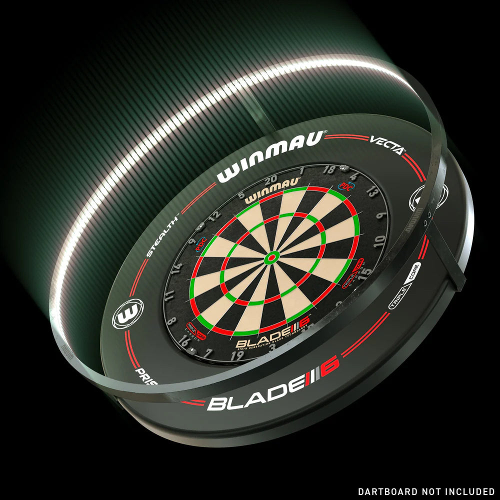 Winmau Plasma Dartboard Light & Black Proline Surround Bundle