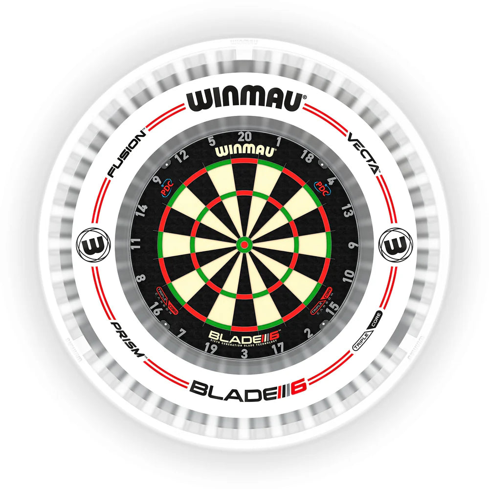 Winmau Plasma Ice Dartboard Light & Grey/White Pro-Line Surround Bundle