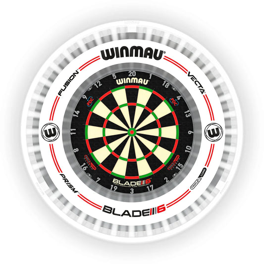 Winmau Plasma Ice Dartboard Light & Grey/White Pro-Line Surround Bundle