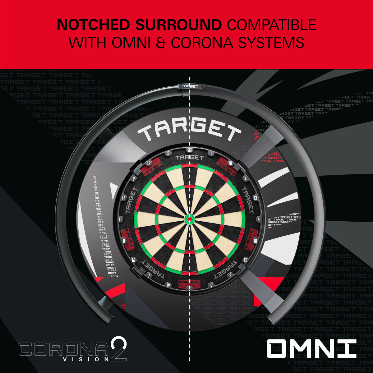 Target Patterned Notched Dartboard Surround