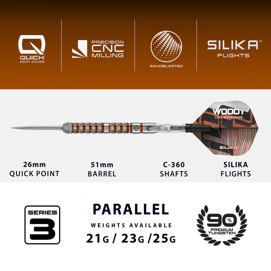 Harrows Luke Woodhouse Series 3 90% Tungsten QP Steel Tip Darts