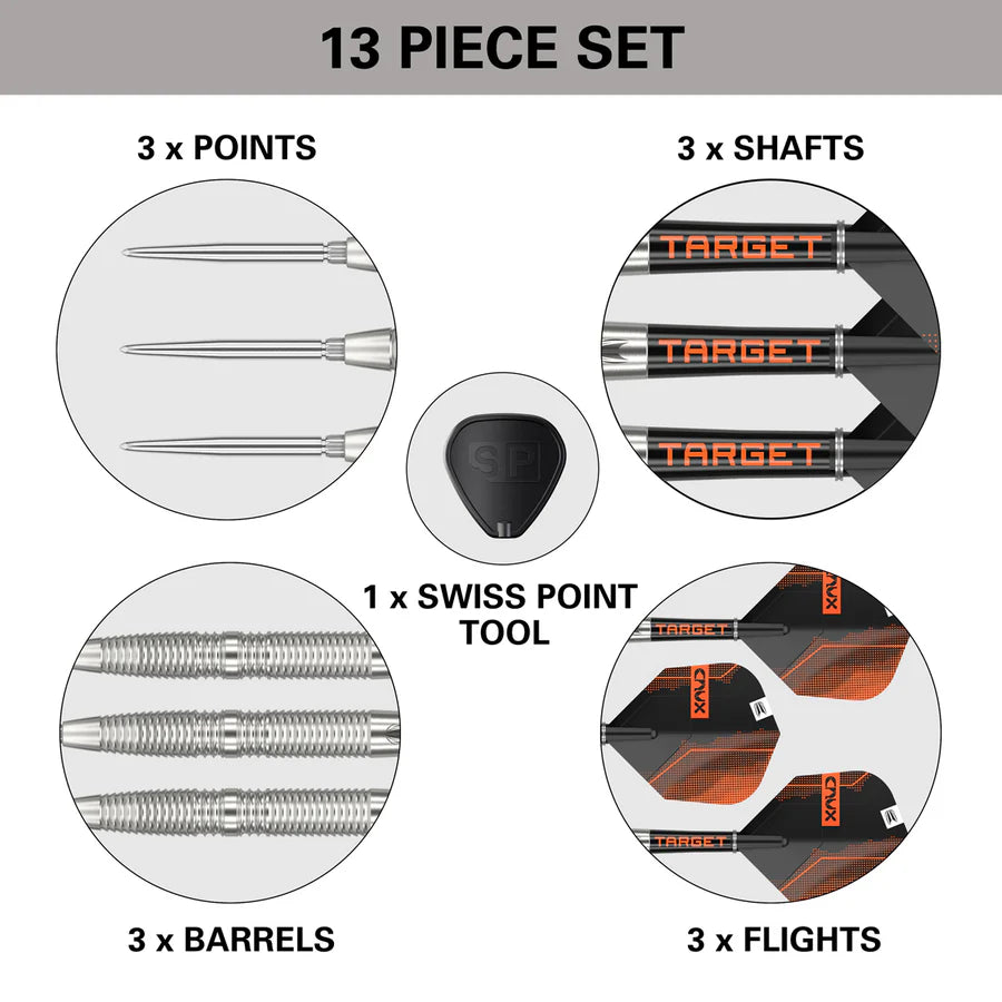 Target Crux 02 90% Tungsten Swiss Point Steel Tip Darts