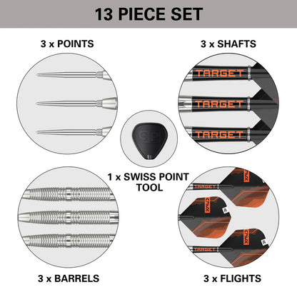 Target Crux 02 90% Tungsten Swiss Point Steel Tip Darts