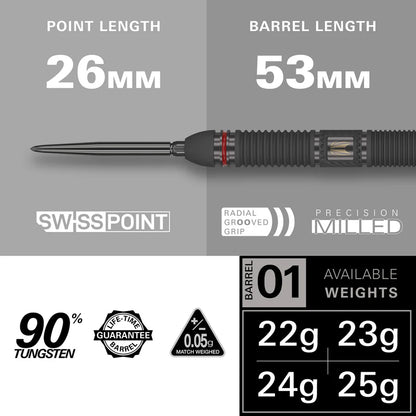 Target Scope 01 90% Tungsten Swiss Point Steel Tip Darts