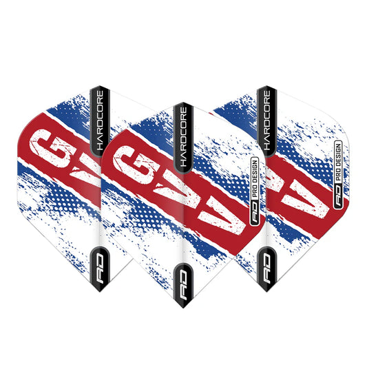 Gian van Veen Red White and Blue Hardcore Standard Dart Flights