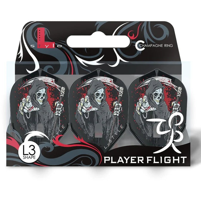 L Style L3 Pro Flights Adam Stella V1 Black with Grim Reaper Design Black