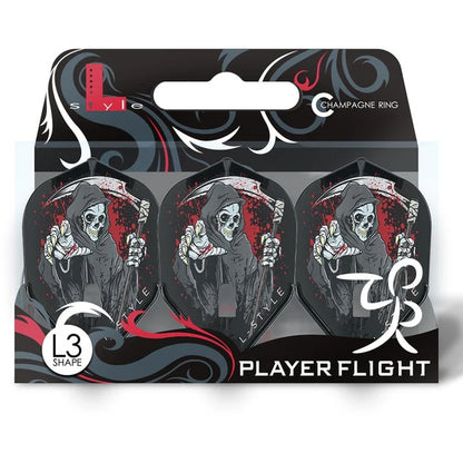 L Style L3 Pro Flights Adam Stella V1 Black with Grim Reaper Design Black