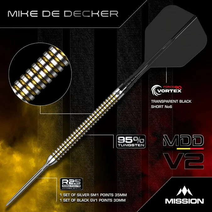 Mission Mike De Decker V2 R2.5 95% Tungsten Steel Tip Darts