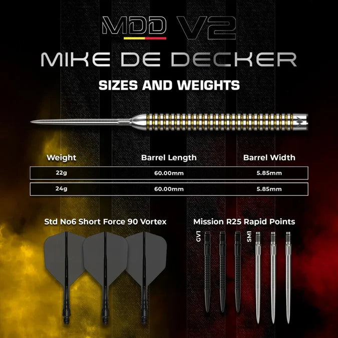 Mission Mike De Decker V2 R2.5 95% Tungsten Steel Tip Darts