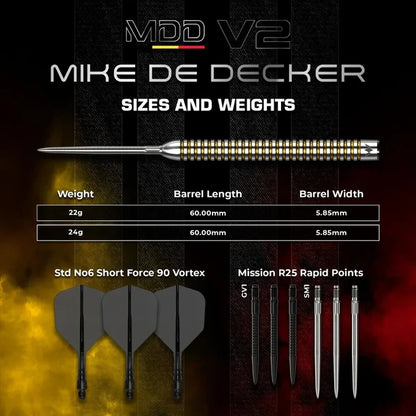 Mission Mike De Decker V2 R2.5 95% Tungsten Steel Tip Darts