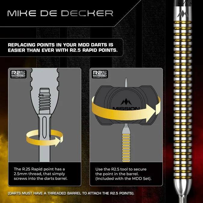 Mission Mike De Decker V2 R2.5 95% Tungsten Steel Tip Darts