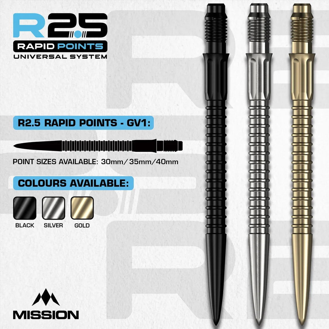 Mission R2.5 Rapid Dart Points Steel Tip - GV1