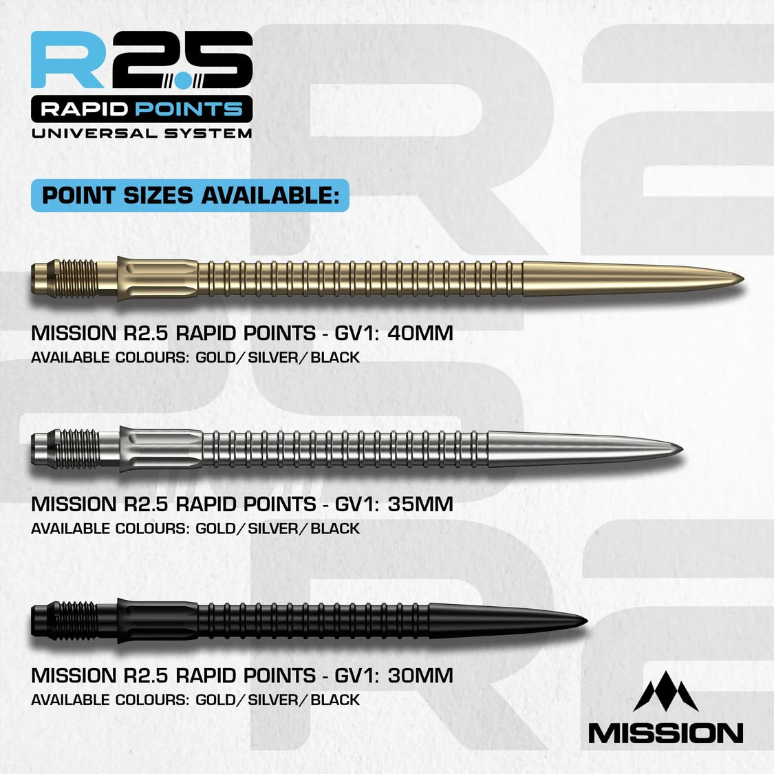 Mission R2.5 Rapid Dart Points Steel Tip - GV1