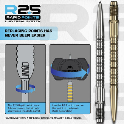 Mission R2.5 Rapid Dart Points Steel Tip - GV1