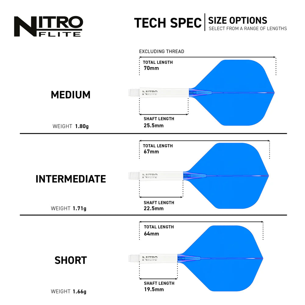 Red Dragon Nitro Flite - Integrated Flight and Shaft  White & Blue