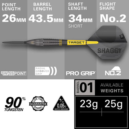 Scott Williams Black 90% Tungsten Swiss Point Darts