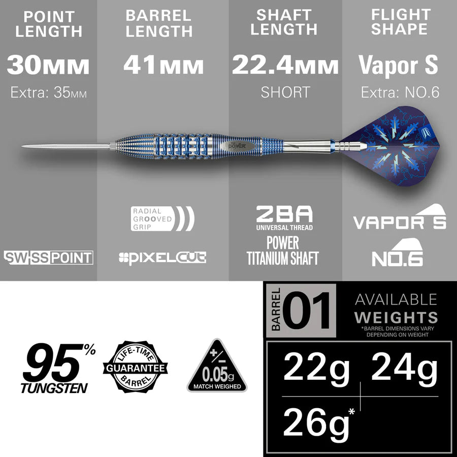 Target Phil Taylor Power Gx2 95% Tungsten Swiss Point Darts