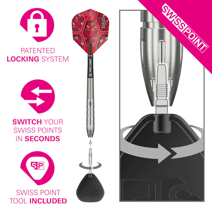 Target Nathan Aspinall Generation 1 90% Tungsten Swiss Point Steel Tip Darts