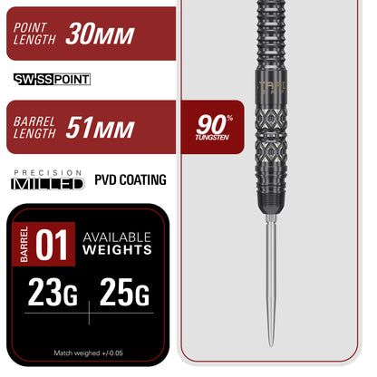 Target Japan Black Marquee Creed 90% Tungsten SP Darts